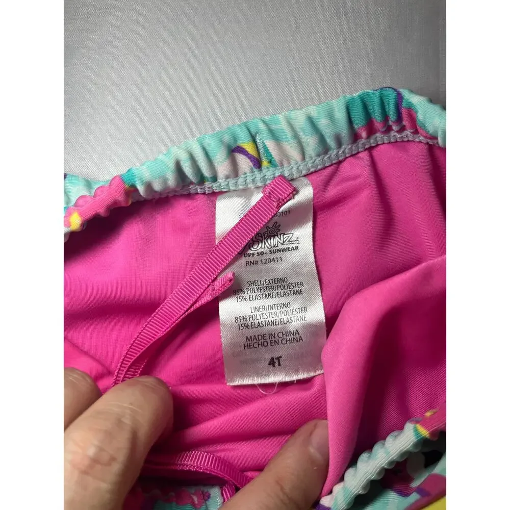 UV Skinz Girls 4T Swim Skirt Bottom UPF 50 Pool Float Print Flamingo Unicorn